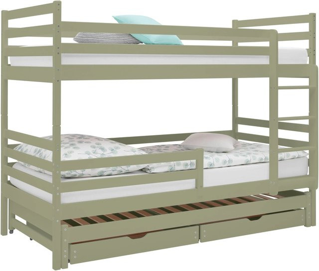 Mömax Etagenbett Mila aus Massivholz in Olivgrün, B/T/H: 90 x 200 x 160,5 cm - Bild 1