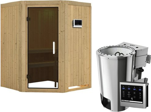Karibu Sauna Wolmar für 3 Personen mit 3,6 kW Saunaofen und externer Steuerung, beige - Bild 1