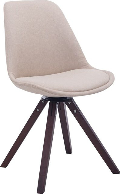 CLP Retrostuhl Troyes Square in Beige mit Stoffbezug, drehbarer Schalensitz und massiven Holzbeinen - Bild 1