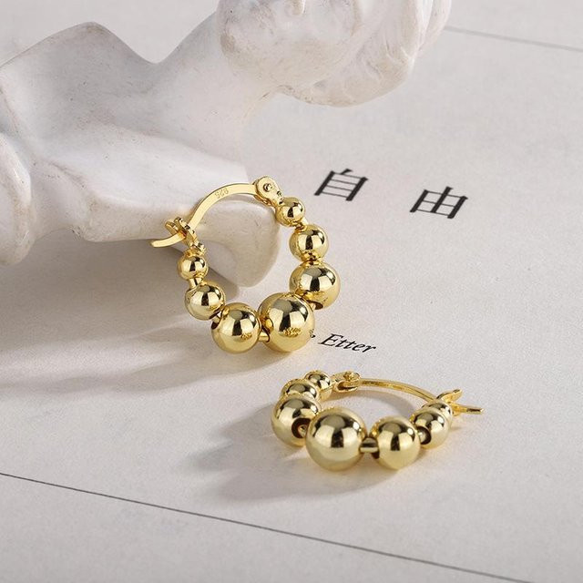 Creolen Messing, Gold, Perle, Damen, Vintage - Bild 1