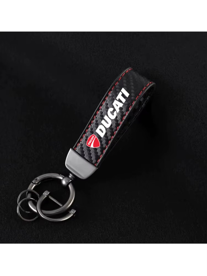 Ducati Schlüsselanhänger, Carbon Fiber Leder, Motorrad Logo - Bild 2
