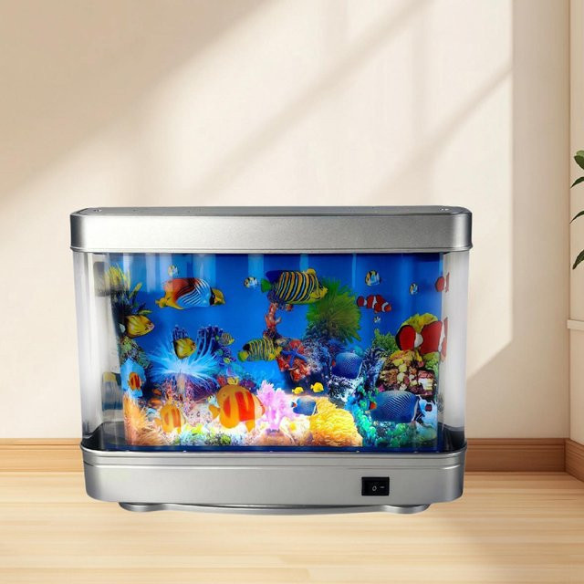 Baoblaze Aquarium Nachtlicht in Silber mit Mehrfarbiger Beleuchtung und Transparentem Design - Bild 1