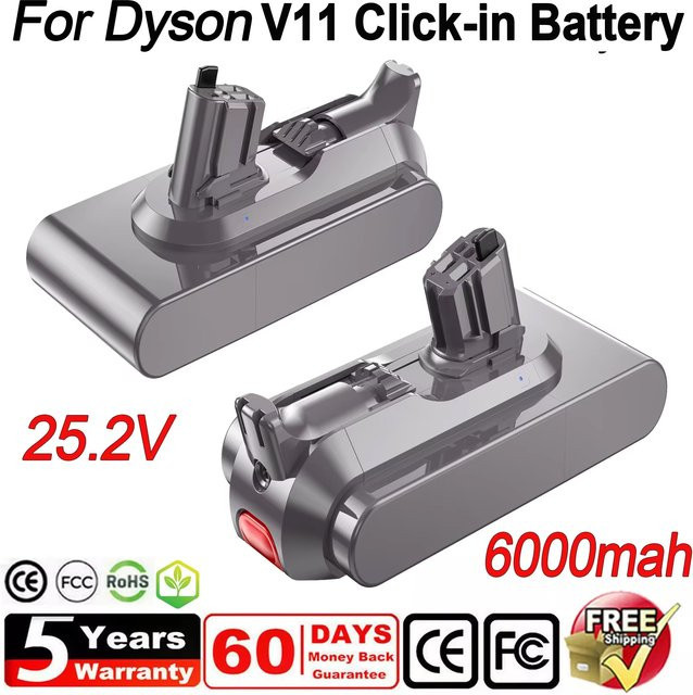 Bonacell Ersatzakku für Dyson V11 Click-in Version SV16 SV17 SV22 SV28 SV29 SV47, 25,2V, 6000mAh, Farbe: Grau - Bild 1