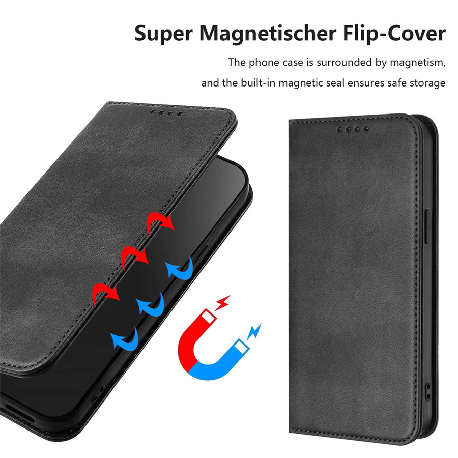 Magnetische Leder-Brieftasche Flip Case für Apple iPhone 17 16 15 14 13 12 11 Pro Max Plus 17 Air 16E in Grün - Bild 2