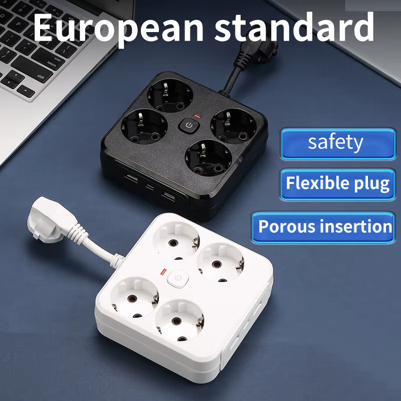 QNCX EU-Steckdosenleiste in Weiß mit 4 Steckdosen, 2 USB-Anschlüssen und 1 Typ-C-Anschluss inklusive Hauptschalter - Bild 4