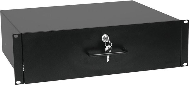 Omnitronic Rackschublade mit Schloss 3HE, Schwarz - Bild 1