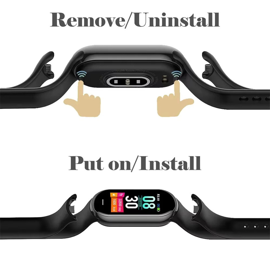 Xiaomi Uhrenarmband Silikon, Schwarz, Xiaomi Mi band 9, Mi band 8, Unisex - Bild 3