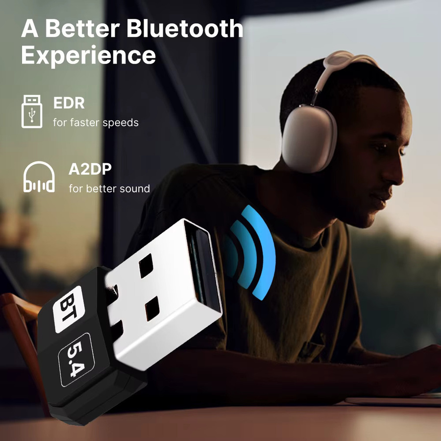DERAPID USB Bluetooth 5.4 Adapter als Wireless Sender und Empfänger Dongle in Schwarz für Windows 10/11 - Bild 3