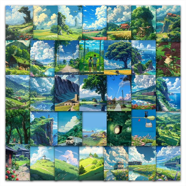 Hayao Miyazaki Sommeraufkleber mit Summer Vibe Motiven in Mehrfarbig, rechteckige Papieraufkleber für deine kreative Dekoration - Bild 1