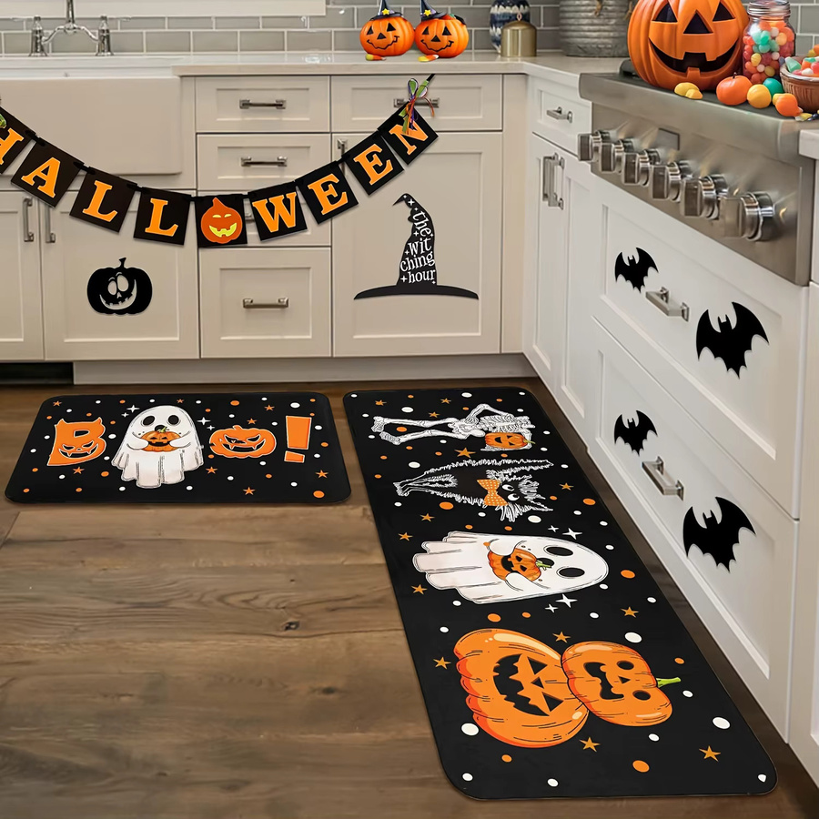 VIKAMA Halloween Teppich mit Kürbis und Geist Design, wetterfeste Fußmatte für Küche, Schlafzimmer oder Garten, B/T: 60 x 40 cm - Bild 3