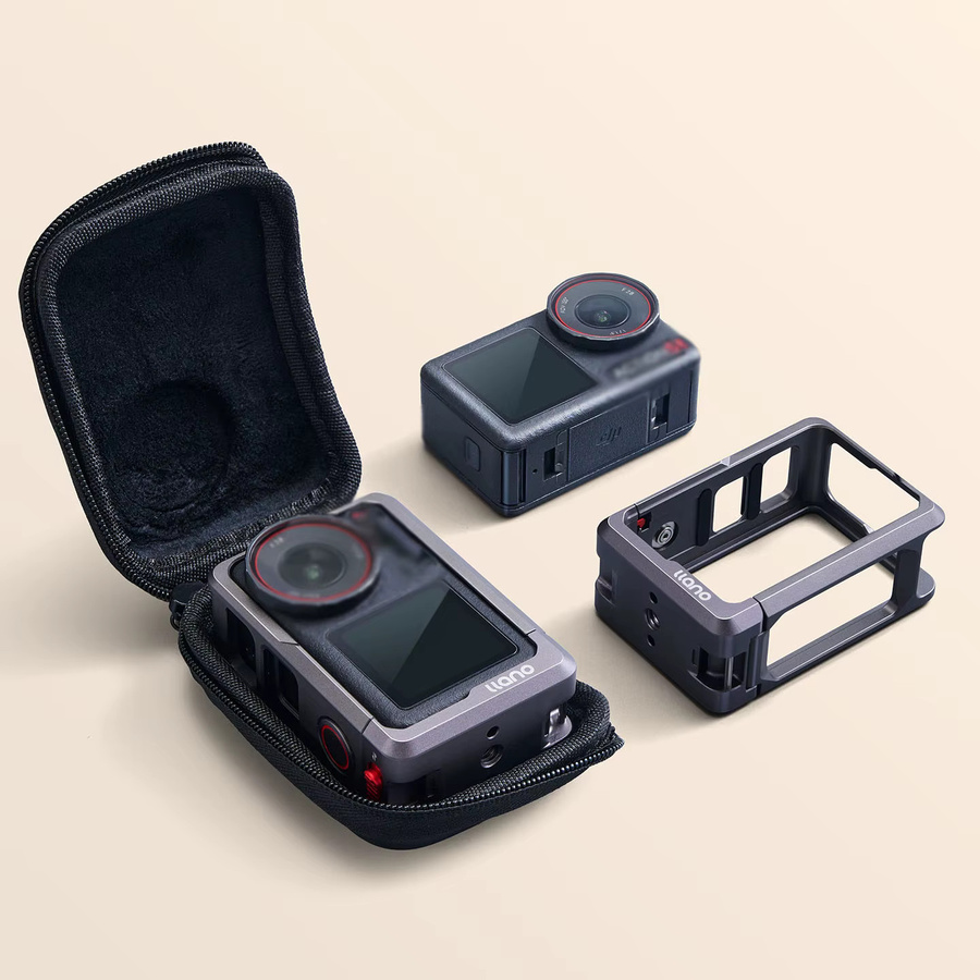 llano S11 Action-Kamera-Tasche für DJI Osmo Action 6/5 Pro/4/3, tragbare Hartschalen-Schutztasche in Schwarz - Bild 4