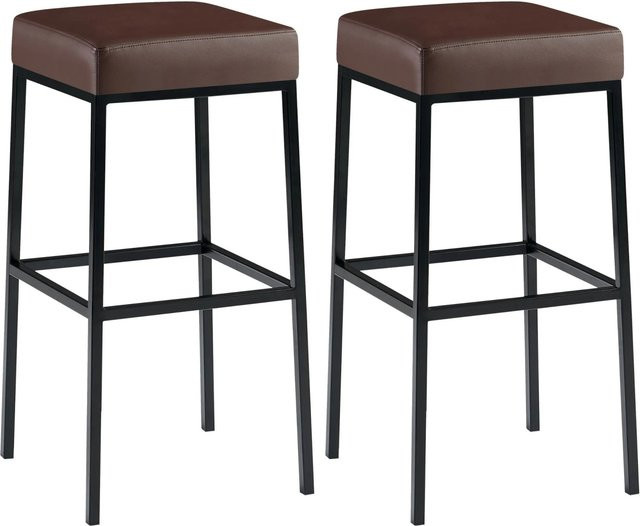 2er Set Barhocker DELUKE BIDAN aus Kunstleder in Braun, B/T/H: 37 x 37 x 78 cm - Bild 1