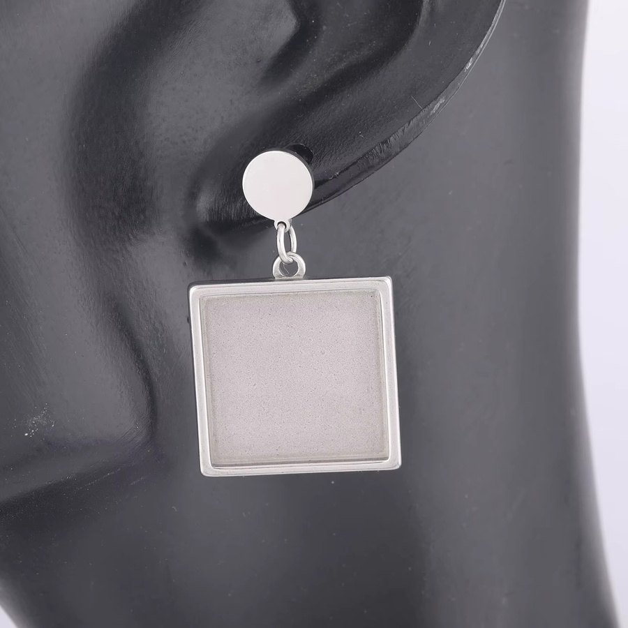 onwear Ohrstecker Edelstahl, 20 mm, quadratisch, 6 Stück - Bild 2