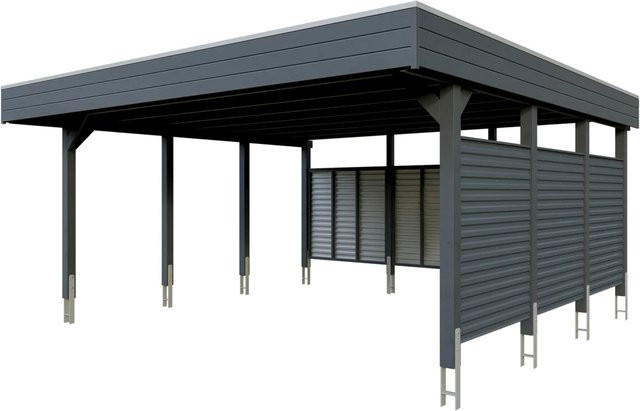 Skan Holz Doppelcarport Friesland Set 13 mit Rück- und Seitenwand, Breite: 557 cm, Tiefe: 555 cm, Anthrazit-Schwarz - Bild 1