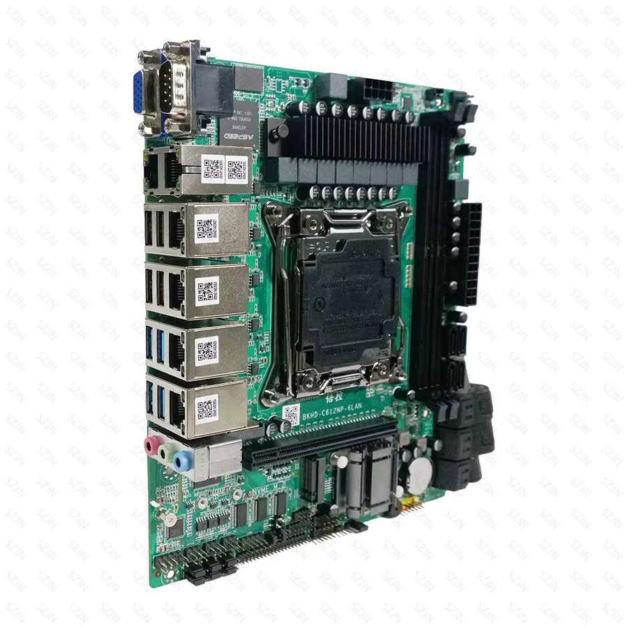 SZJN C612 Motherboard für AIO NAS Router und Server mit 6x 2,5 GbE I226, 10x SATA, 2x M.2 NVMe Unterstützung, RAID und ECC RAM Support in Grün - Bild 2