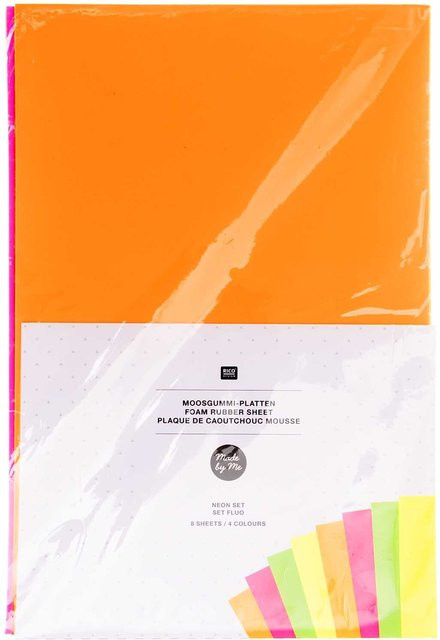 Rico Design Moosgummimix Neon 2mm 8 Stück B: 20 cm, H: 30 cm - Bild 1