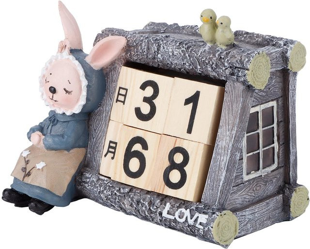 Hausförmiger Tischkalender aus Holz für Wohnzimmer und Dekoration, Mehrfarbig - Bild 1