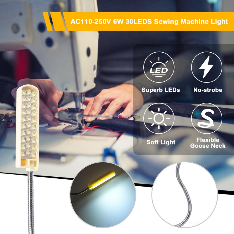 TOMTOP JMS LED-Nähmaschinenlampe mit 30 LEDs, biegsam und verstellbar, Farbe: Beige - Bild 5