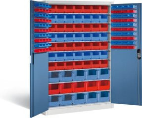 C+P Magazinschrank Acurado mit Scharniertüren, Front Fernblau, Korpus Lichtgrau, H x B x T: 195 x 120 x 50 cm - Bild 1