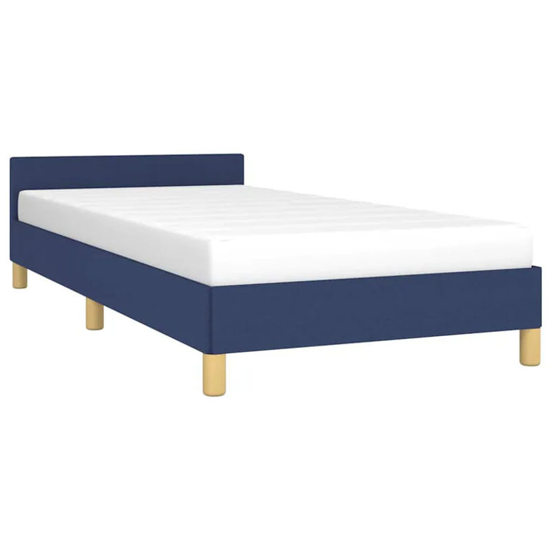 vidaXL Bettgestell mit Kopfteil in Blau aus Stoff, B/L: 90 x 200 cm - Bild 2