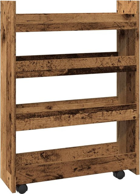 Schmaler Lagerwagen mit 4 Etagen von VD Home Furnishing in Braun mit rustikalem Holzdekor und mattem Finish - Bild 1