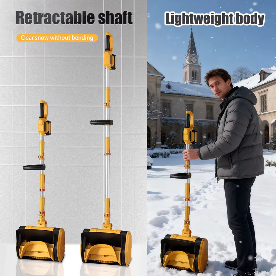 Kabelloser elektrischer Schneefräser in Gelb mit wiederaufladbarem Akku für die leichte Schneeräumung - Bild 4