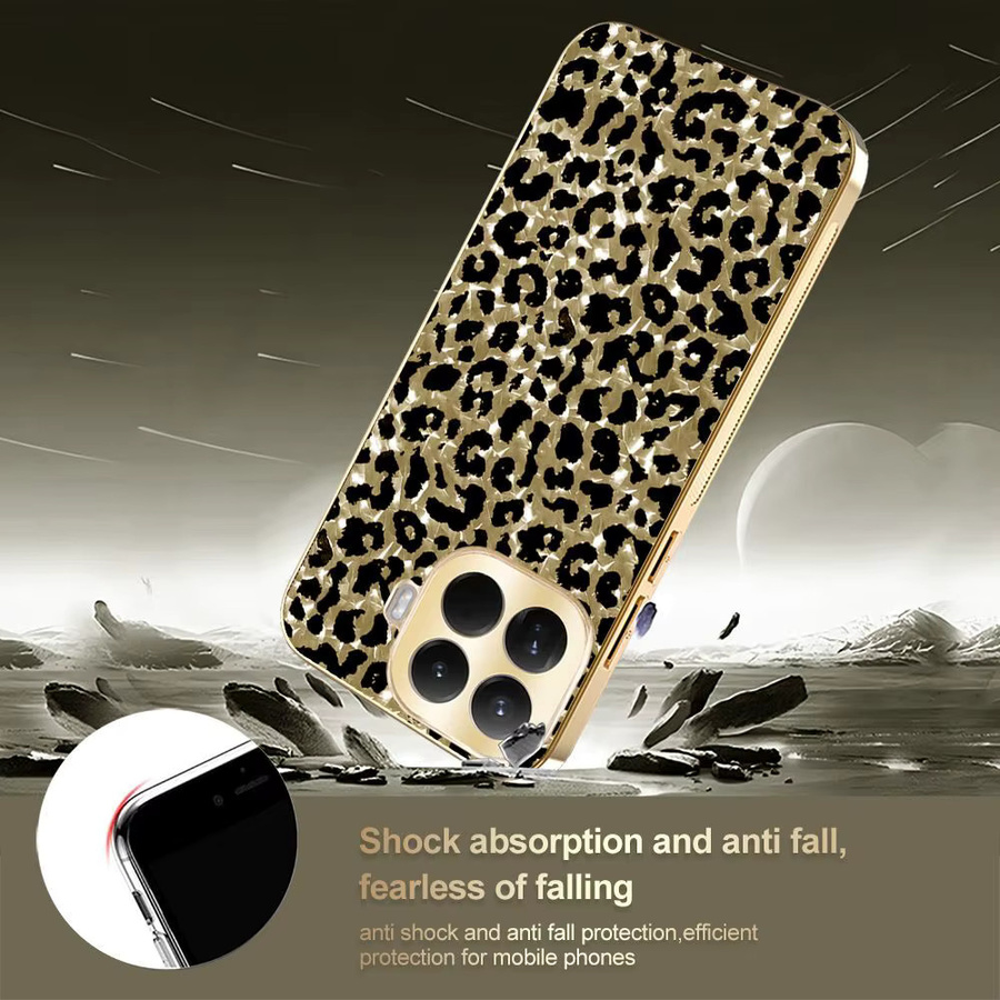 Modische Schutzhülle mit Leopardenmuster und galvanisiertem Rand für Xiaomi 17T, 15T Pro, POCO M8 und X8 Pro Max in Beige/Multicolour mit Kameraschutz - Bild 5