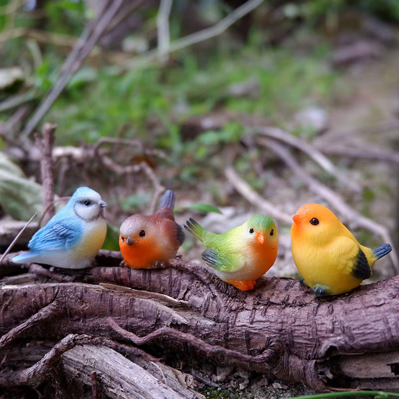 JETTING Miniatur-Papageien Modelle als niedliche Wildvogel-Tierfiguren in Gelb und Multicolour zur Dekoration deiner Landschaftsornamente und als Haushaltsdekoration - Bild 2