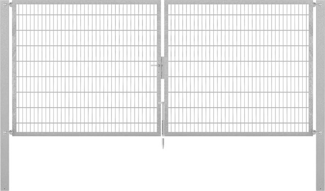Doppeltor Flexo Plus aus Stahl in Silber, Breite: 400 cm, Höhe: 160 cm, inklusive Pfosten B/T: 100 x 100 cm, feuerverzinkt - Bild 1