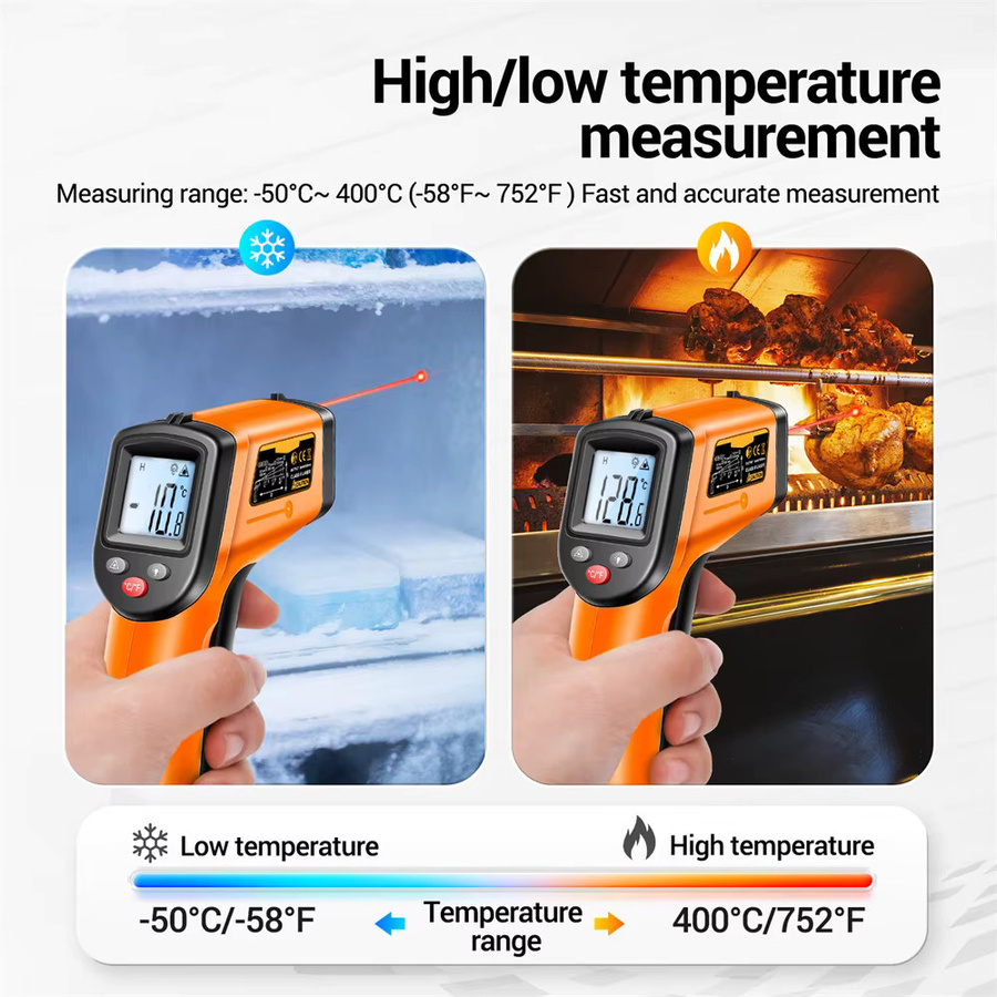 ANENG TH201 Digitales Infrarot-Thermometer mit Laser und Hintergrundbeleuchtung in Schwarz - Bild 2