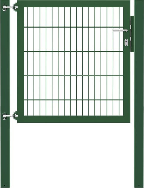 Einzeltor Flexo Plus in Grün mit Pfosten aus Stahl, Breite: 100 cm, Höhe: 100 cm, Pfosten Breite: 80 cm, Pfosten Höhe: 80 cm - Bild 1