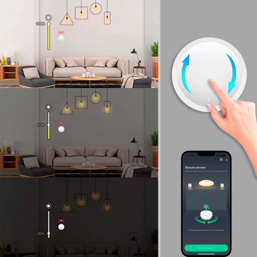 Tuya Kabelloser Smart-Drehknopf mit Zigbee-Protokoll in Weiß für App-Dimmung und Szenensteuerung (Tuya Gateway erforderlich) - Bild 4