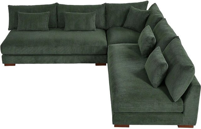 Pascal Morabito Sofa Sperone in Grün mit Samt-Kordel-Bezug, L-Form, Breite: 275 cm - Bild 1