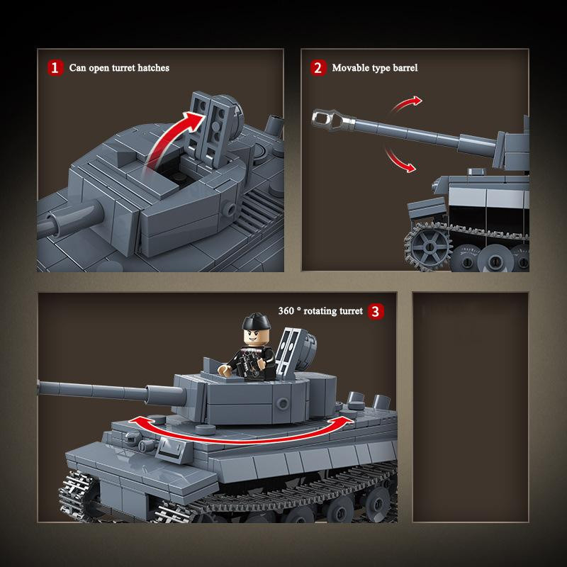 Militärpanzer US-Armee WK2 Kriegswaffe Soldatenfigur Modell Baustein ab 6-12 Jahre - Bild 2