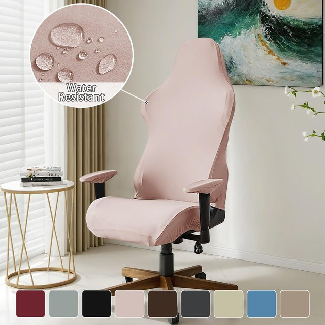 4er-Set elastische Stuhlbezüge aus wasserabweisender Milchseide in Pink für Sessel und Gaming-Stühle von Household supplies MH - Bild 1