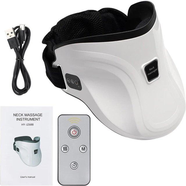 Binchi Health Technology Elektrisches Nackentraktionsgerät mit Heizung und Vibrationsmassage in Weiß zur Schmerzlinderung und Halswirbelsäulen-Korrektur mit Fernbedienung - Bild 1