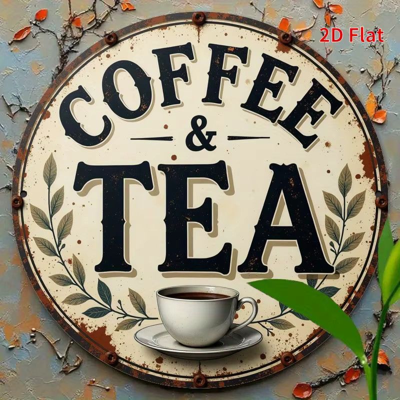 Potdemiel Vintage Coffee & Tea Metallschild rund Durchmesser: 20 cm - Bild 3