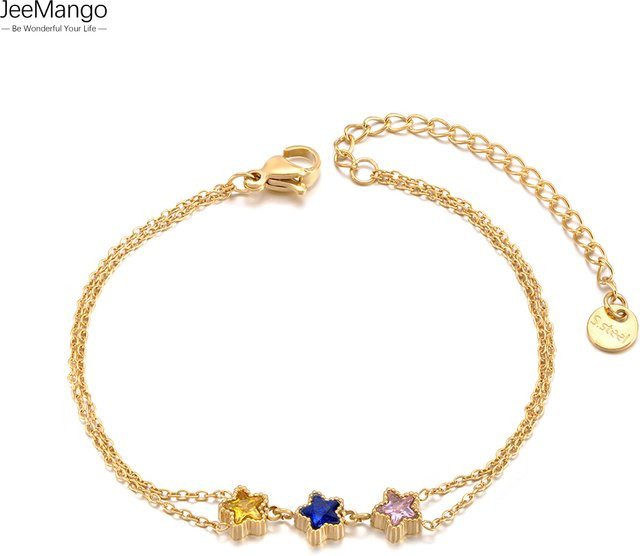 JeeMango Doppelarmband, Edelstahl, Gold, Zirkonia, Damen - Bild 1