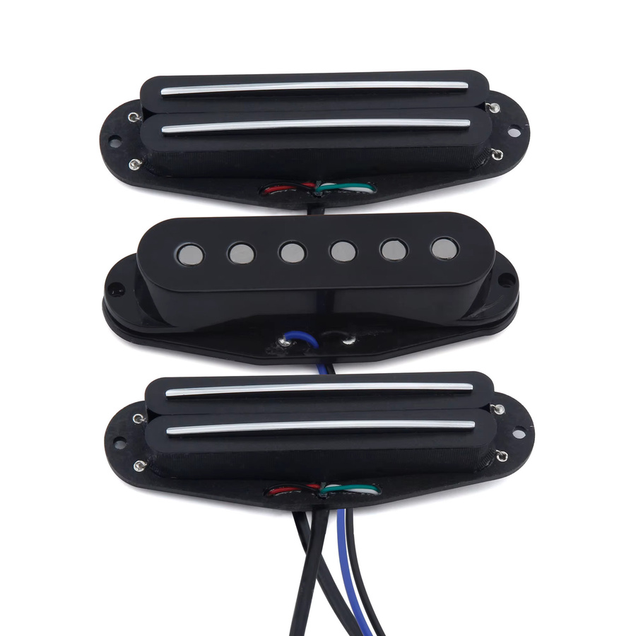 FLEOR 3-teiliges Gitarren-Tonabnehmer Set Alnico 5 Dual Rails Single Coil Pickups Schwarz für ST SSS E-Gitarre - Bild 3