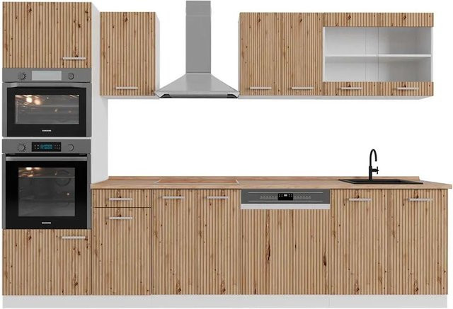 Vicco R-Line Küchenzeile Artisan Eiche und Weiß mit Hochschrank Breite: 300 cm - Bild 1