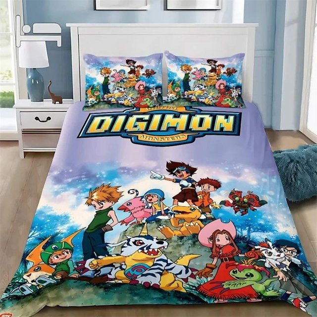 Bettwäsche-Set Digimon Greymons Cartoon Design, 3-teilig, Mehrfarbig, B/H: 180 x 220 cm - Bild 1