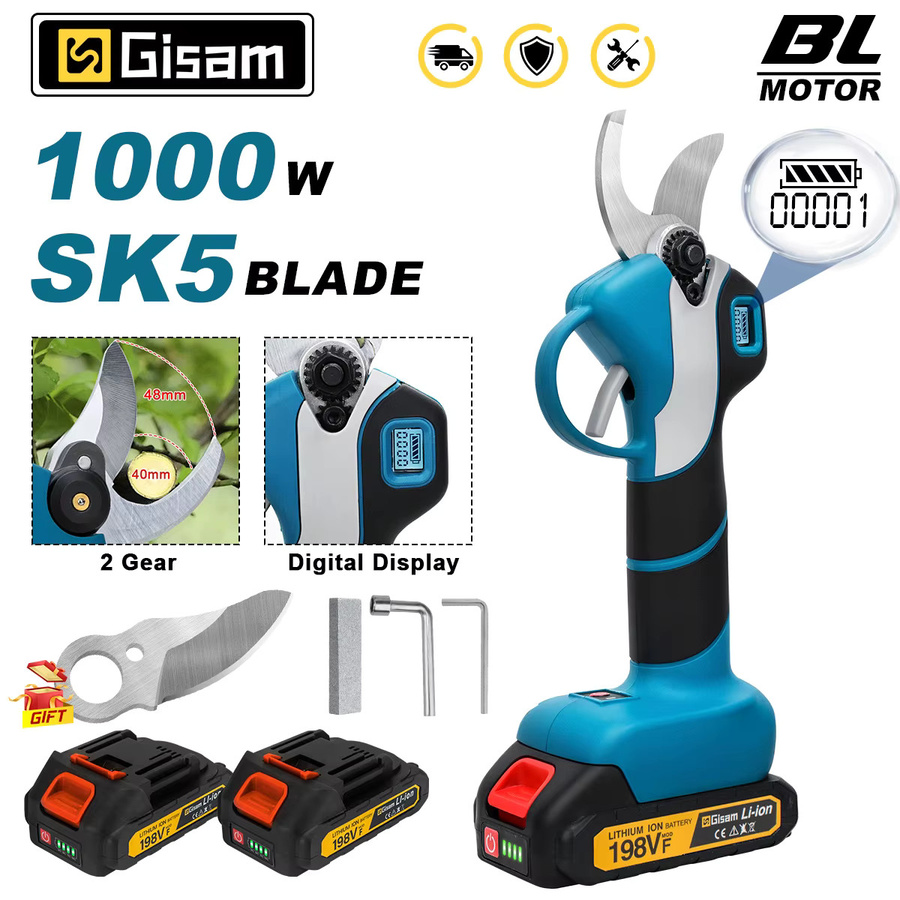 Gisam Elektrische Astschere Bürstenlos mit 40mm Schneidkapazität, Kabellose Gartenschere für Makita LXT 18V Akku, Blau - Bild 7