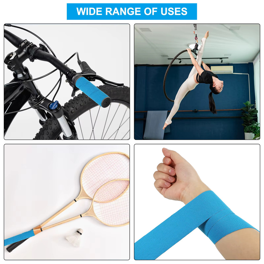Selbstklebendes rutschfestes Sportband aus Gummi für Yoga und Gymnastik, Breite: 5 cm, Länge: 5 m, Farben: Schwarz und Blau - Bild 3