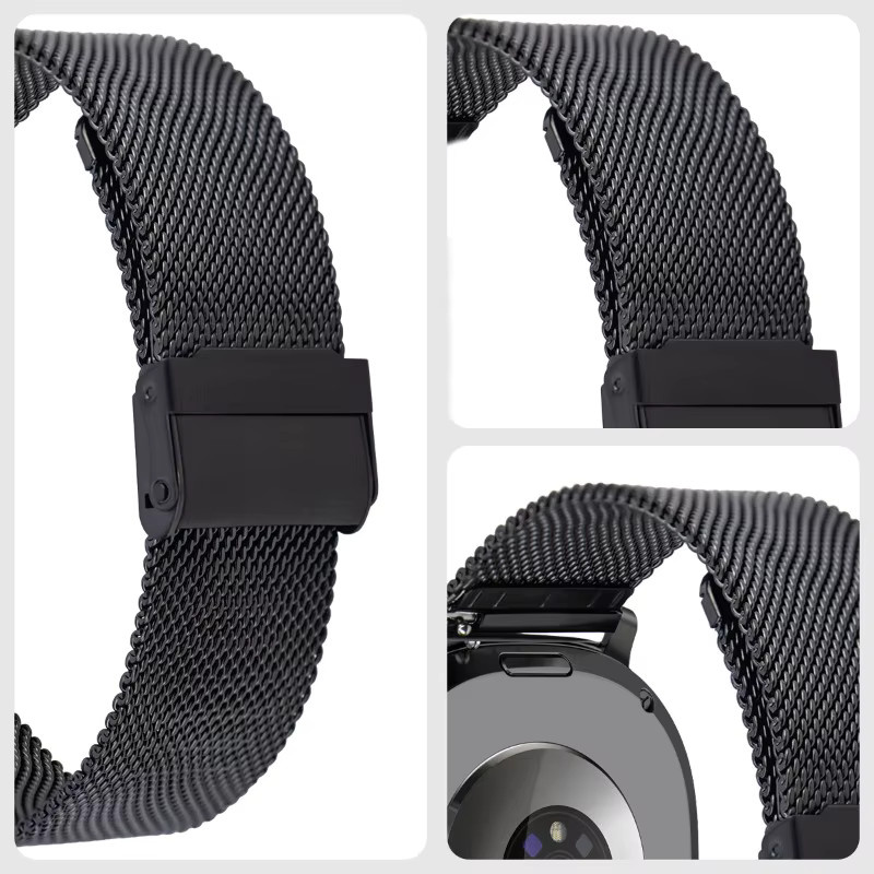 CAOWTAN Uhrenarmband Edelstahl, Mesh, Schwarz, Unisex - Bild 3