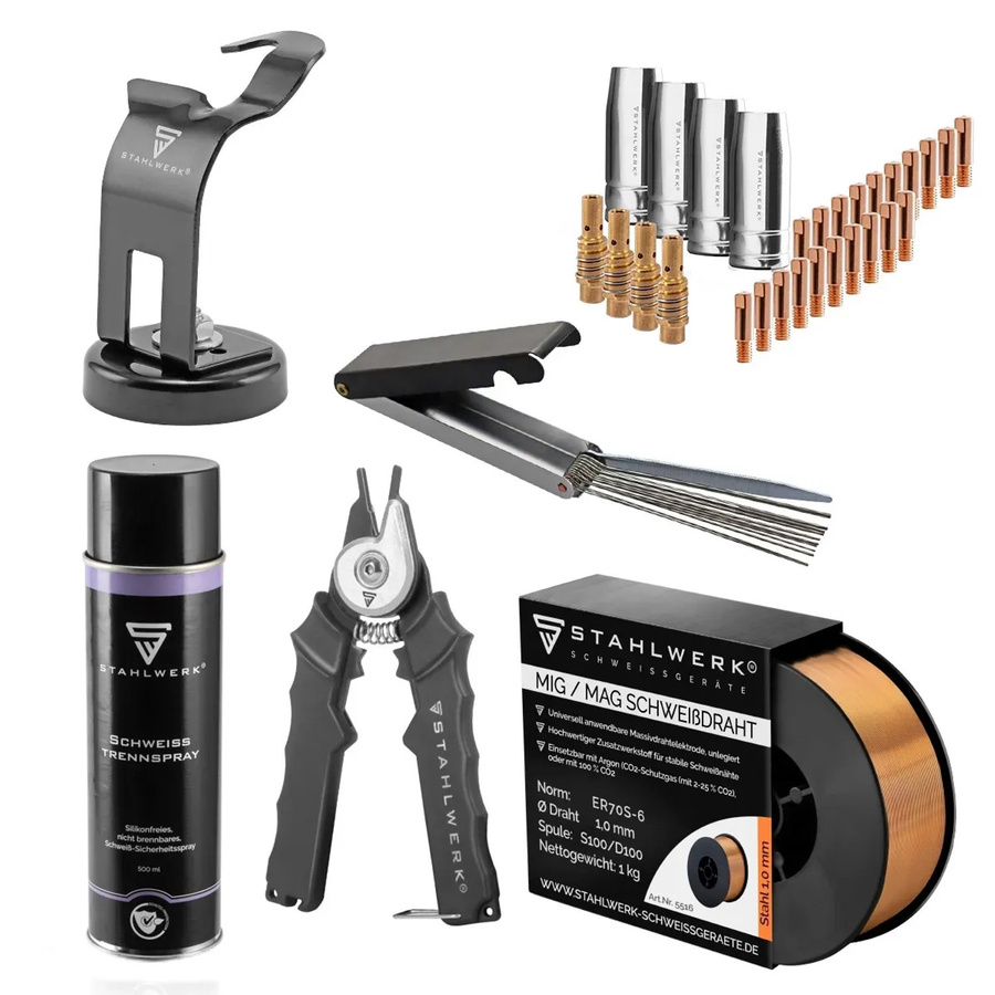 STAHLWERK MIG/MAG Schweißgerät AK15/Mb15 Starter Set in Schwarz - Bild 2