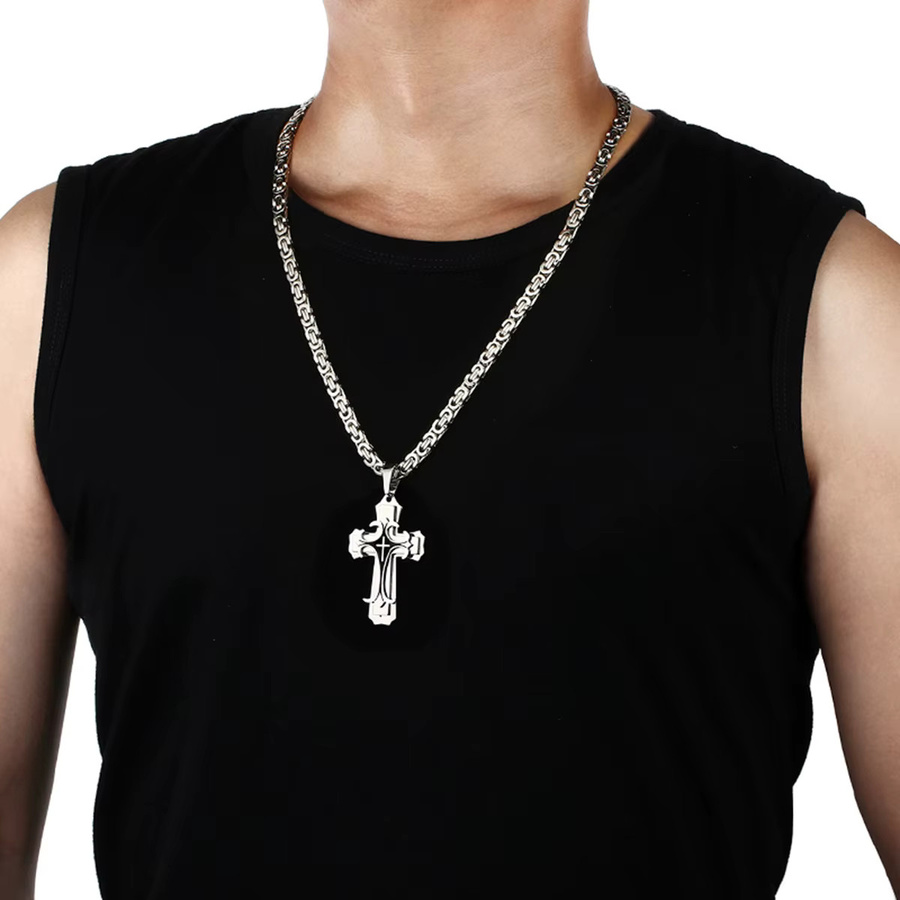 diyalo Halskette Christian Trinity Latein Kreuz, Edelstahl, Herren - Bild 3