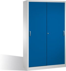 C+P Werkzeugschrank mit Schiebetüren und 4 Innenböden, Front Enzianblau, Korpus Lichtgrau, H: 195,0 cm, B: 120,0 cm, T: 40,0 cm - Bild 1
