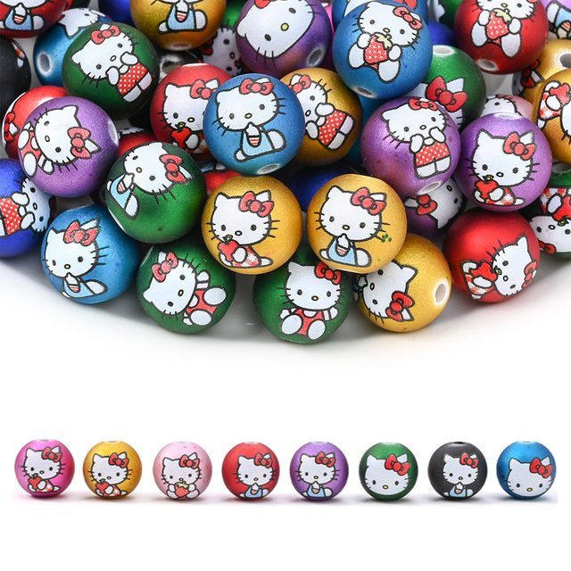 Sanrio Hello Kitty Acryl-Rundperlen, bunt, 16 mm, Unisex - Bild 1
