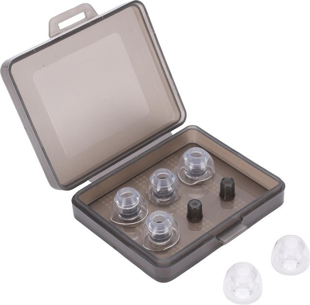 DIYelecs Flüssigsilikon-Ohrstöpsel in Grau und Transparent für In-Ear-Kopfhörer mit 4,5 mm bis 6,5 mm Anschluss, Set S/M/L zur Geräuschisolierung - Bild 1