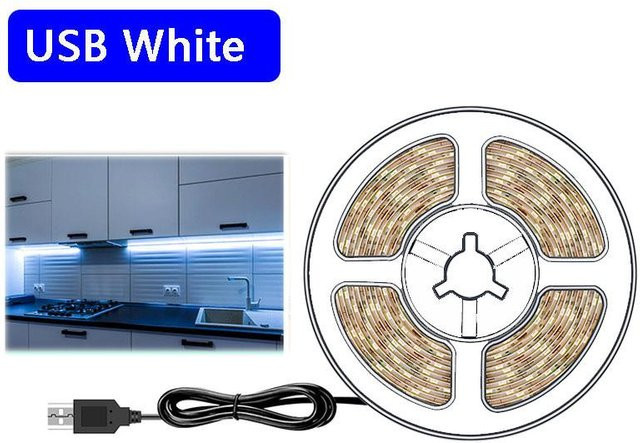 Yongkomo USB LED Streifen Warmweiß SMD 2835 für TV Hintergrundbeleuchtung, 1M Länge, 60 LEDs, Selbstklebend und Anpassbar - Bild 1
